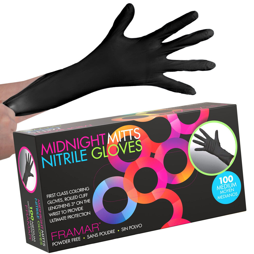 Framar Black Nitrile Gloves Medium Â Disposable Gloves Medium, Black Gloves Disposable, Non Latex Gloves, Latex Free Gloves Â 100 Pack 5051226974649