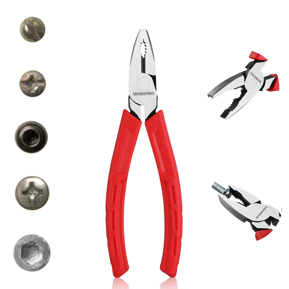 Workpro 165 Mm Combination Pliers, Multifunction Plier With Wire Cutting And Screw Extractor 5051226903564
