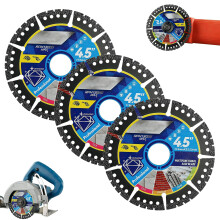 Divove Diamond Multi-Purpose Saw Blades 3Pcs, 115mm/4.5" Angle Grinder Discs, Tile Cutting Disc, Grinder Tool Dry/Wet Cutting for Concrete, Steel