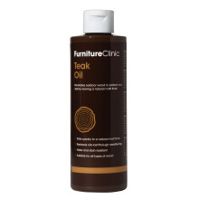 Furniture Clinic Teak Oil - Outdoor Wood Oil Protects Garden Furniture - Restores Wood & Prevents Drying & Deterioration - Quick Drying - Natural Mat