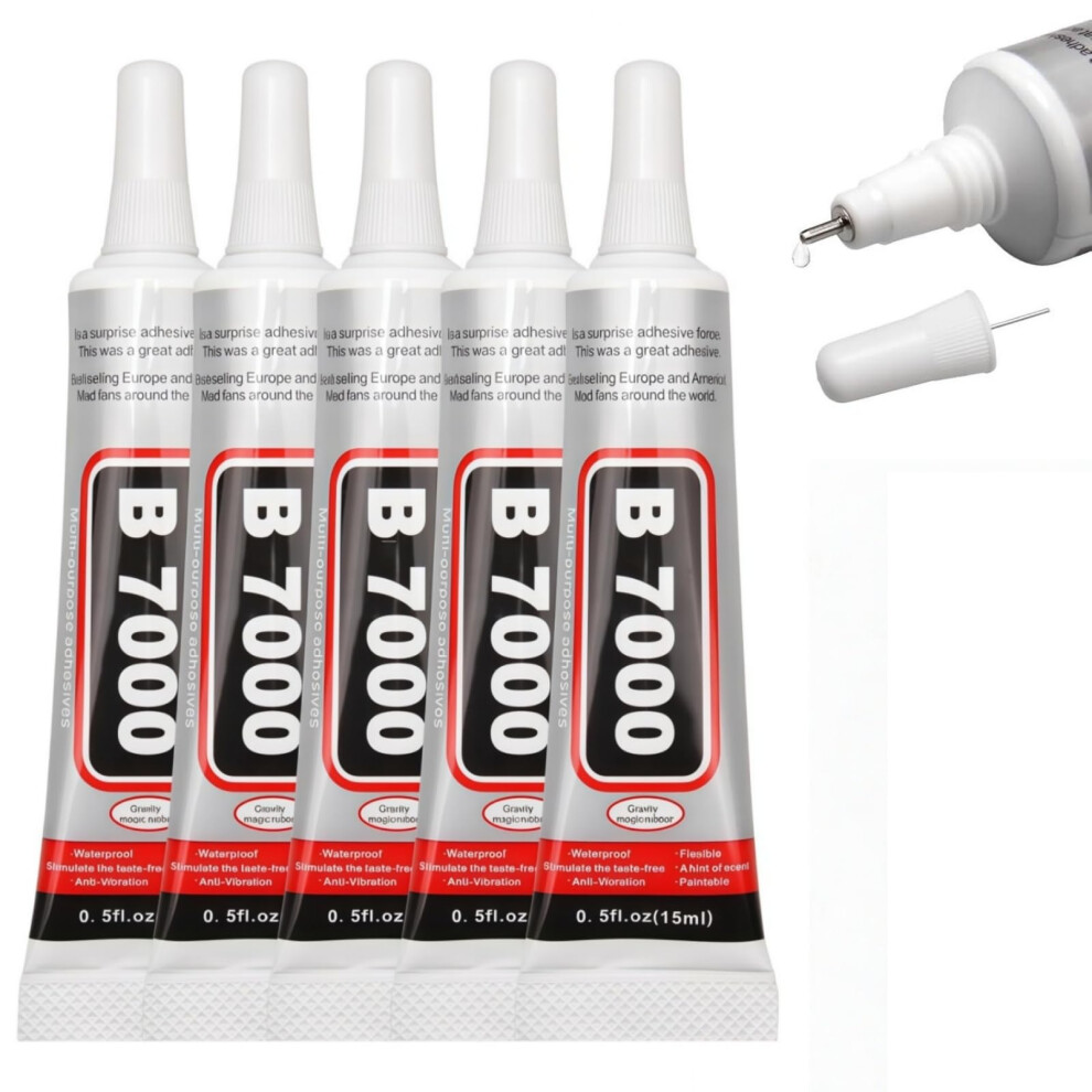 5 Pcs B7000 Glue Clear With Precision Tip,Rhinestone Glue,Multi Purpose Glue Clear Adhesive,Jewellery Glue For Crafts,Rhinestones,Fabric,Leather,Wood 5008468846548
