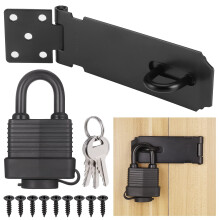 Stainless Steel Door Latch Hasp With Padlock and Screw, Heavy Duty Hasp and Staple, Gate Lock, Waterproof Shed Lock for Bedroom, Patio, Garden Gate