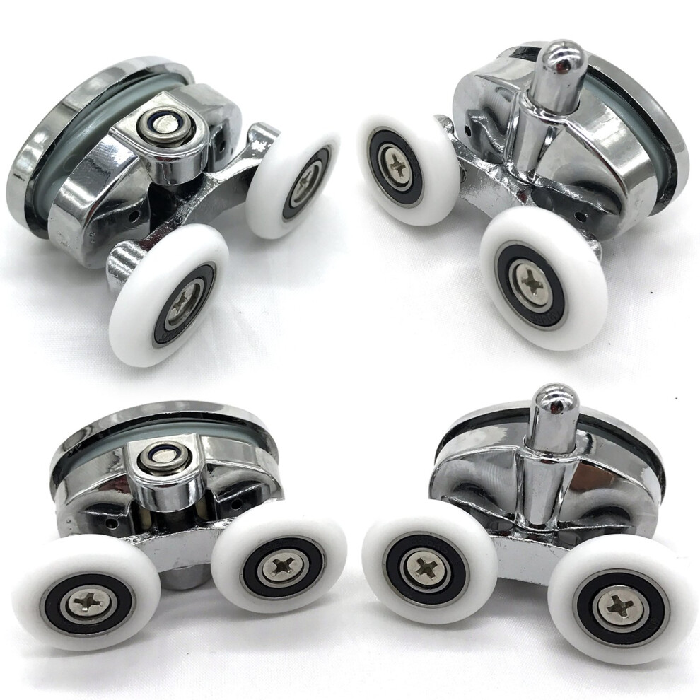 Set Of 4 New Oval Butterfly Twin Wheel 23Mm Shower Door Rollers (Diameter 23Mm2top2bottom) (23Mm Distance :27Mm) 5051226954207