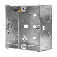 Evoges Single Metal Back Box, 35mm, 1 Gang, 1.0mm Thickness for Electrical Sockets Switches, BS4662 Standard, 20mm & 25mm Knockouts, Adjustable Lug