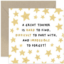 Old English Co. Fun Leaving Card for Teacher - 'Impossible To Forget' Thank You Card for Teacher from Pupils and School Staff