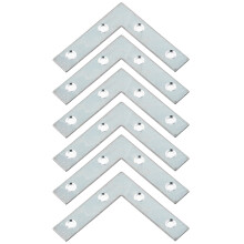 Merriway BH00143 (5 Pcs) Flat Corner Zinc Plated Repair Brackets Braces Plates, 75 mm (3 inch) - Pack of 5 Pieces