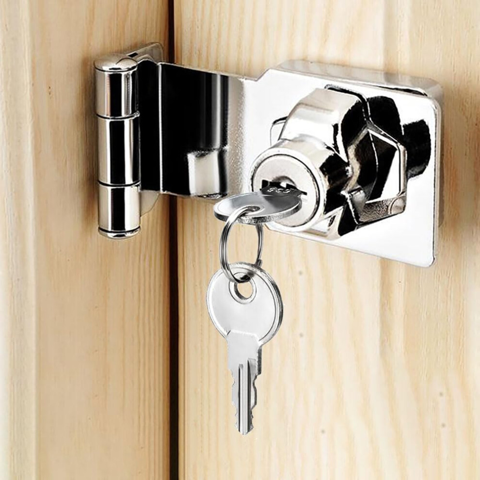 Litensh Keyed Hasp Lock Right Angle 90 Degrees Lock Hasp Twist Knob Keyed Locking Hasp Shed Locks Door Clasp Door Bolt Latch Buckle Hasp With Padlock 5051226890642