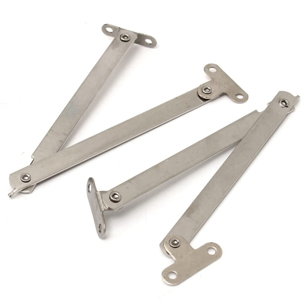 2 Pcs Set Stainless Steel Cabinet Cupboard Furniture Doors Close Lift Up Stay Support Hinge Folding Cabinet Stay Hinges 180 Degree Lid Support Hinges 5051226996283