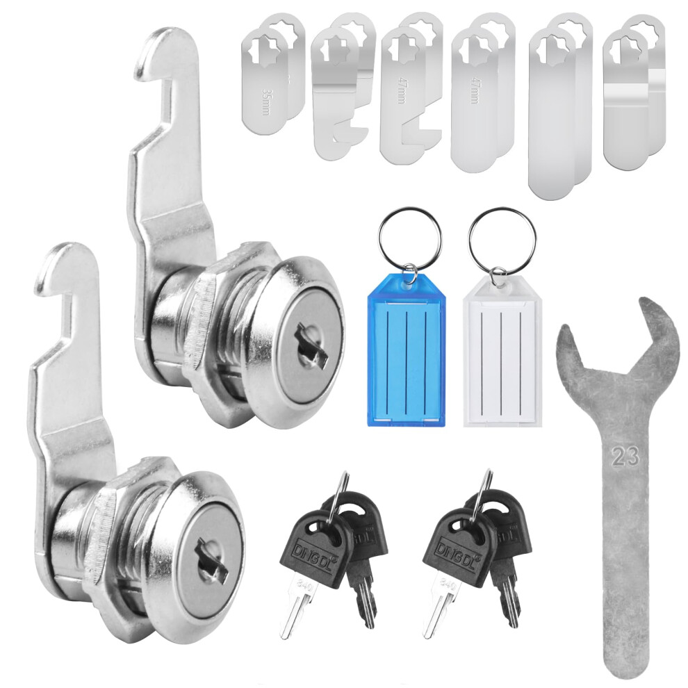 2Pcs Cabinet Locks, 16Mm Letterbox Locks, Security Letter Post Box Mailbox Cam Locks With Keys & 6 Different Lock Plates (Non Universal Key) 5051226893636