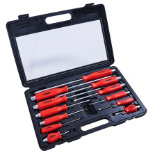 Amtech W5600 Mechanics Screwdriver Set Magnetic Tips, Steel Blade Flat Head Slotted and Phillips, Hex Bolsters use with Wrench or Socket