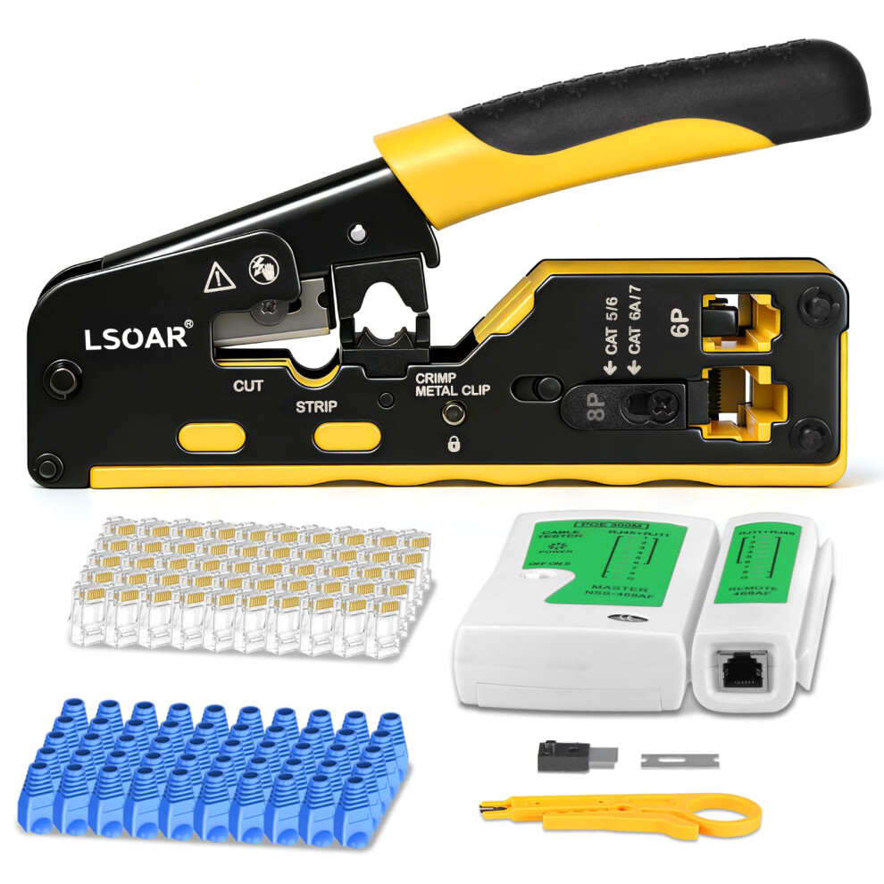 Rj45 Crimp Tool Ethernet Crimping Tool Kit Pass Through Rj45 Crimper For Rj45 Cat5e Cat6 Cat6a Cat7 5051226890963