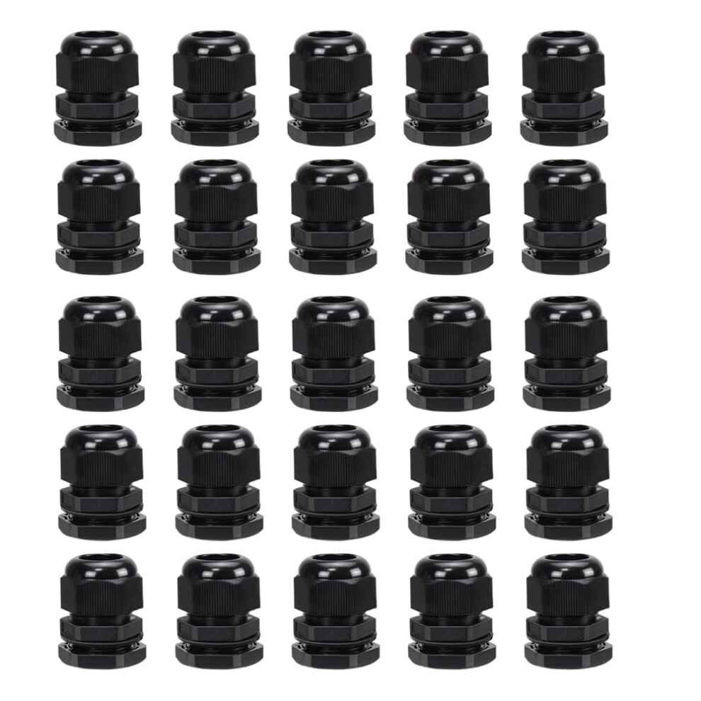 Avartek 25 Pack 20Mm Nylon Cable Glands, Suitable For 6-12Mm, M20 Thread Ip68 Gland Connectors (Black) 5051226893063