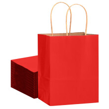Gcardist Large 16Pcs Wine Kraft Paper Bags with Handles 33x26x13cm Gift Paper Bags Solid Color Bags (13x10x5Inch, Large Size)