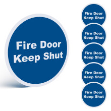 6 Pack Fire Door Keep Shut Sign – 80mm Round Self-Adhesive Safety Stickers, BS5499 & EN7010 Compliant, Waterproof Vinyl, Easy to Apply, for Offices