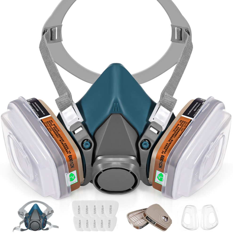 Lamanice Half Face Respirator With Filters, Respirator Mask For Organic Vapors, Chemicals, Sanding, Polishing, Woodworking, Machine Polishing 5051226919978