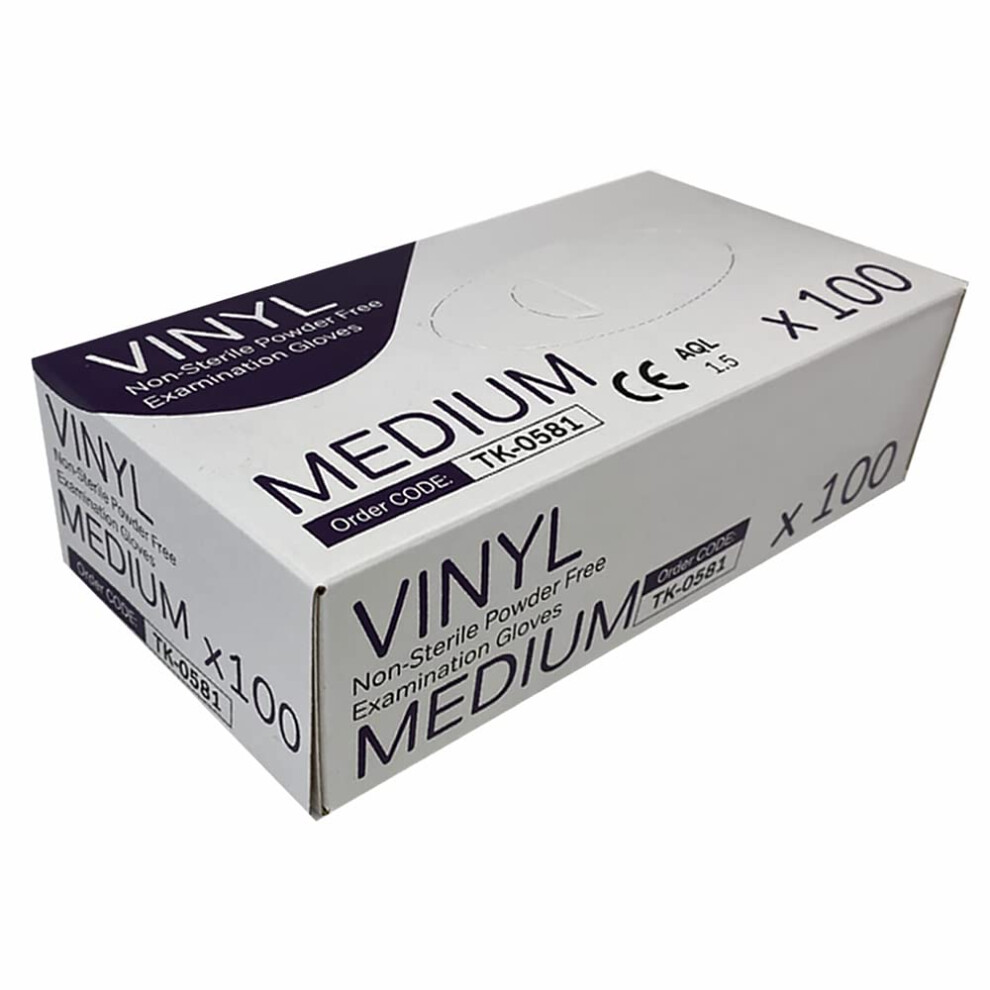 Countrywide Healthcare Powder Free Clear Vinyl Gloves - Medium - Box Of 100 5051226993787