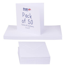 Crafts UK 50 Cards and Envelopes, White, 5 x 5-Inch