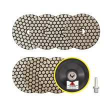 Dry Diamond Polishing Pads 4"/100mm - 7pcs Grit 50/100/200/400/800/1500/3000 Polish Pad Kit with M14 Backer Pad+Adapter for Granite Marble Artificial