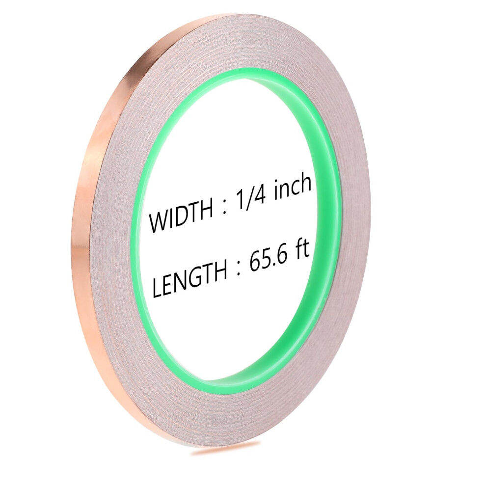 Ahqizfx Copper Tape (1/4Inchx66ft), Copper Foil Tape With Conductive Adhesive For Stained Glass, Guitars, Emi Shielding, Electric Connections 5051226891649