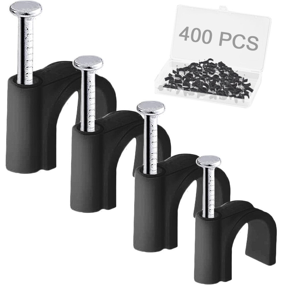 400Pcs Cable Nail Clips With Storage Box, 4 Size(4Mm 6Mm 8Mm 10Mm) Durable Round Nails Cable Clips, Wire Tidy Clips Pins Cable Tacks For Ethernet 5051226891366