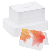 PATIKIL 100 Sets Pure Cotton Watercolor Cards 140lb/300 GSM Postcards Rounded Corners with Envelopes for Art Painting Creative Thank Notes
