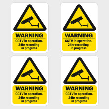 Inside Window CCTV Stickers – 4 Pack | Sticks Inside | Visible from Outside | 100 mm x 65 mm