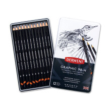 Derwent Set of 12 Graphic Pencils in Soft Degrees 9B-H, Professional Quality Graphite For All Artists – Beginners & Professionals, Suitable For Sket