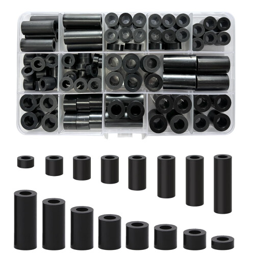 102pcs Plastic Spacers Washers Assorted,M6/M8 Nylon Spacers Fixings Washers For Insulation Column,16 Different Sizes Non-Threaded Column Standoff