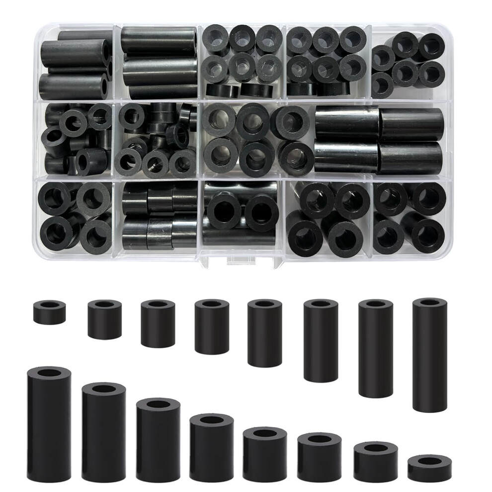 102Pcs Plastic Spacers Washers Assorted,M6/M8 Nylon Spacers Fixings Washers For Insulation Column,16 Different Sizes Non-Threaded Column Standoff 5051226892998