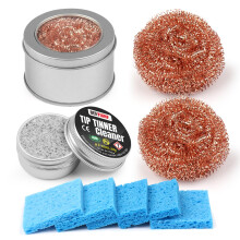BEEYUIHF Soldering Tip Cleaning Kit Include 1 Pcs Soldering Tip Cleaner and 3 Pcs Brass Cleaning Wire and 1 Pcs Holder and 5 Pcs Sponge for Cleaning