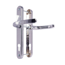 TSS Centre 210mm Screw on Back Plate, 242x34mm Outside UPVC Door Handle (Polished Chrome)92mm