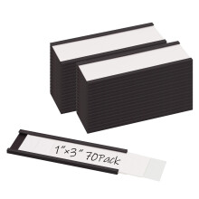 Realth Magnetic Label Holder | 25.4MM X 76.2MM | 70 Packs C Channel | White Cards and Clear Protectors | Mess Free Removable