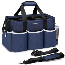 Ytonet Cleaning Bag, Multiple Pockets Cleaning Caddy Bag with Foldable Dividers, Adjustable Shoulder Strap and Waist Belt, Caddy Organiser for Cleane