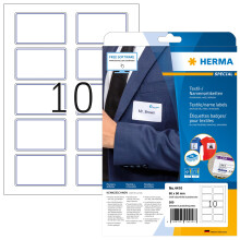 HERMA Self Adhesive Clothing Labels, 10 Labels per A4 Sheet, 20 Sheets, 80 x 50 mm, 200 Labels, Blank Removable Name Labels Stickers