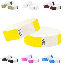 J&R Wristbands Made from Tyvek 3/4 inch 100 Pack, Paper Like Bracelets Used for Events, Nightclubs, waterparks etc. Sunshine Yellow