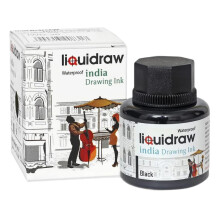Liquidraw Black Drawing India Ink - 35 ml | Must-Have Artist Supply | Non-Toxic, Waterproof, Lightfast & Permanent | Suitable for Pens & Brushes