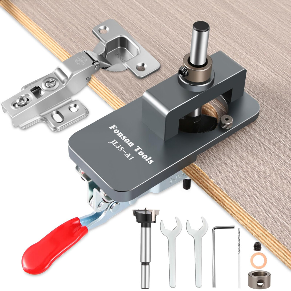 Aigret 35Mm Concealed Hinge Jig, Cabinet Door Hinge Jig Drilling Hole Puncher With Quick Clamp, Accurate Aluminum Alloy Drill Hole Guide Locator 5051226899928