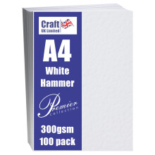 Craft UK W121 A4 Hammered Card, White, Pack of 100 sheets