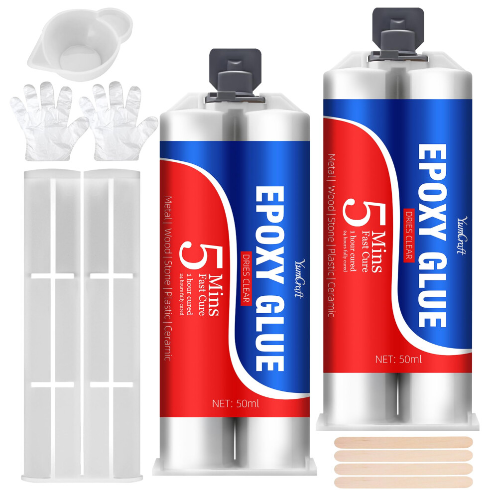 5 Minute Epoxy Glue 100Ml With Accessory Kit, Clear 2 Part Fast Curing Epoxy Adhesive 5051226891335