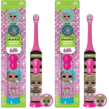 Firefly Clean N' Protect, L.O.L. Surprise! Toothbrush with hygienic Character Cover, Soft Bristles, Battery Included, Ages 3+, 2 Count