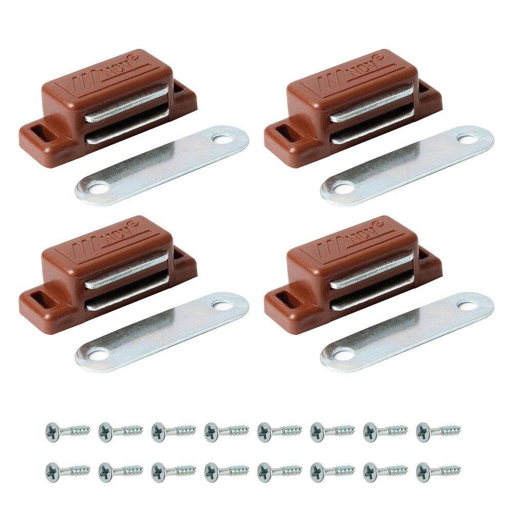 4Xheavy Duty Magnetic Door Catch Cupboard Cabinet Wardrobe Door Magnet Latch 6Kg (Brown) 5002025830780