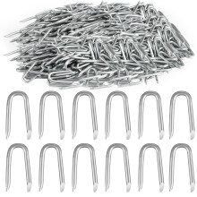 600 Pcs Galvanised U Nails for Fencing, U Shaped Nails, Steel Chicken Wire Fencing Staples, Netting