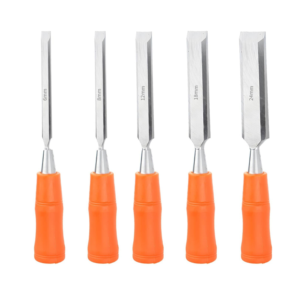 5 Pcs Wood Carving Chisels For Woodworking Diy, Wood Chisel Sets With Bevel Edge And Ergonomic Handle, Wood Gouge Tools For Woodworking Carving 6Mm 5051226964169