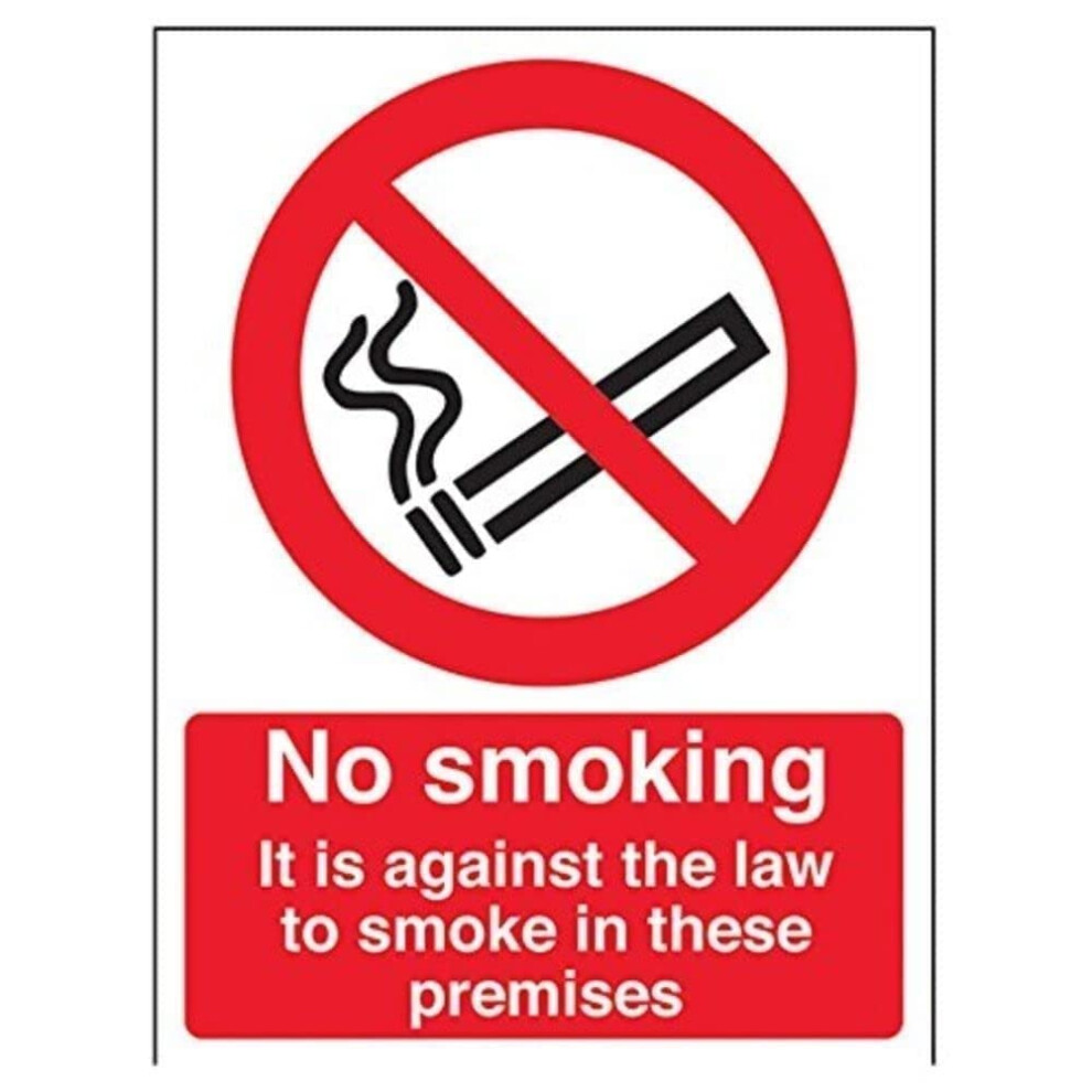 V Safety No Smoking No Smoking, Against The Law To Smoke Prohibition Sign - 150Mm X 200Mm - Self Adhesive Vinyl 5051226912696