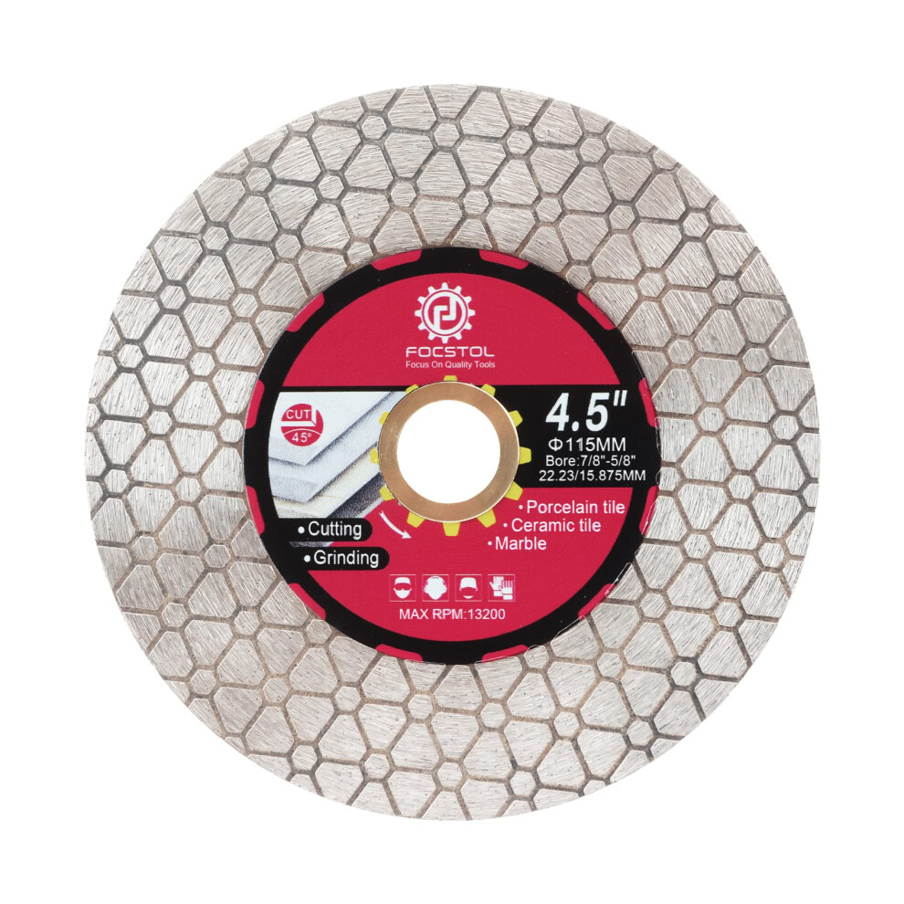 Focstol Diamond Tile Saw Blade - 115Mm Double Side Cutting Grinding Disc Wheel For Porcelain Ceramic Tile Marble Artificial Stone For Angle Grinder 5051226975882