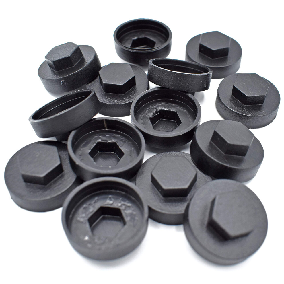 200 X Black Hex Tek Roofing Screw Cladding Caps - 16Mm Coverage / 8Mm Recess 5051226954290