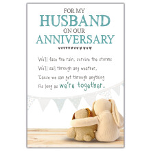 Snuggly Bumpkins For my Husband Anniversary Card, As Long As We're Together, Multi-Coloured