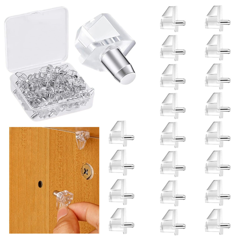 20 Pack 5Mm Shelf Support Pegs, Clear Plastic Replacement Pins,Support Cabinet Shelf Pins,For Cabinet, Bookshelf, And Furniture 5051226960024