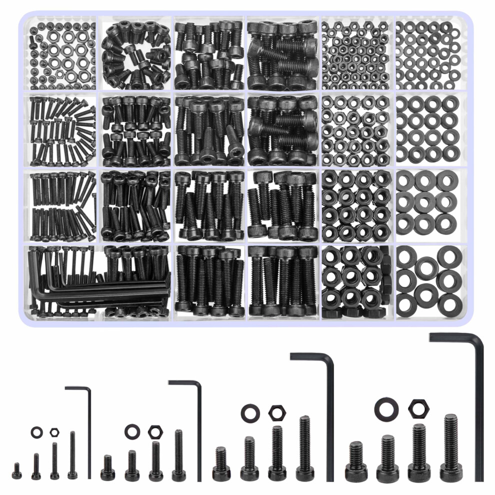 Woshilaods 1230 Pcs M2 M3 M4 M5 Bolts And Nuts Set, Hex Socket Head Cap Screws Bolts And Nuts And Washers Set 5051226901263