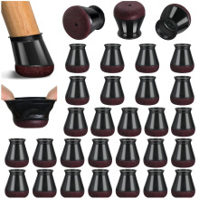 32 Pcs Chair Leg Floor Protectors, Small Black Silicone Chair Leg Covers Caps for Hardwood Floors with Wrapped Felt, Furniture Feet Protectors Pads